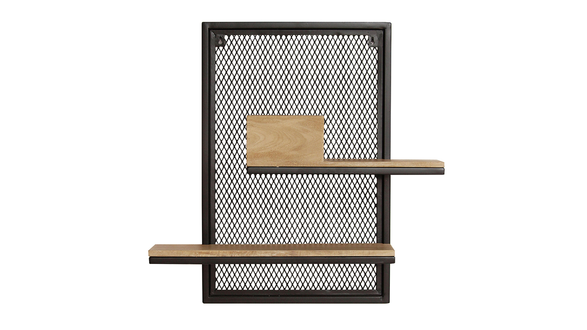 Estantera de pared doble en metal y mango macizo A60 cm RACK