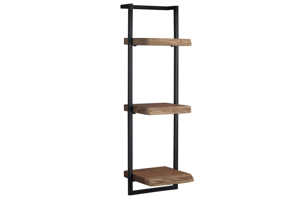 Estantera de pared en madera maciza y metal negro vertical ERNEST