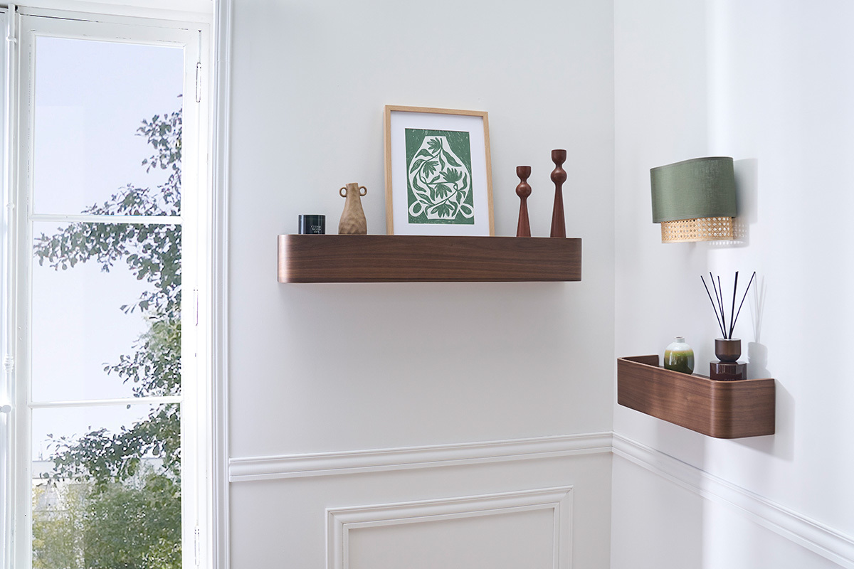 Estanter�a de pared en madera oscura de nogal L90 cm HOPE