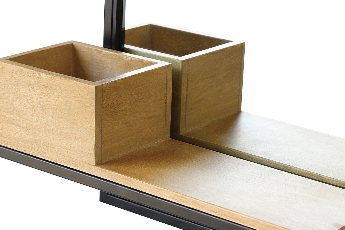 Estantera de pared industrial con espejo en metal y mango macizo L50 cm RACK