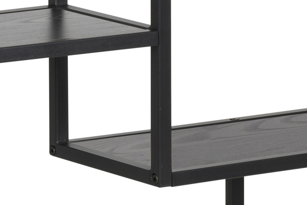 Estantera de pared industrial metal y madera negra TRESCA