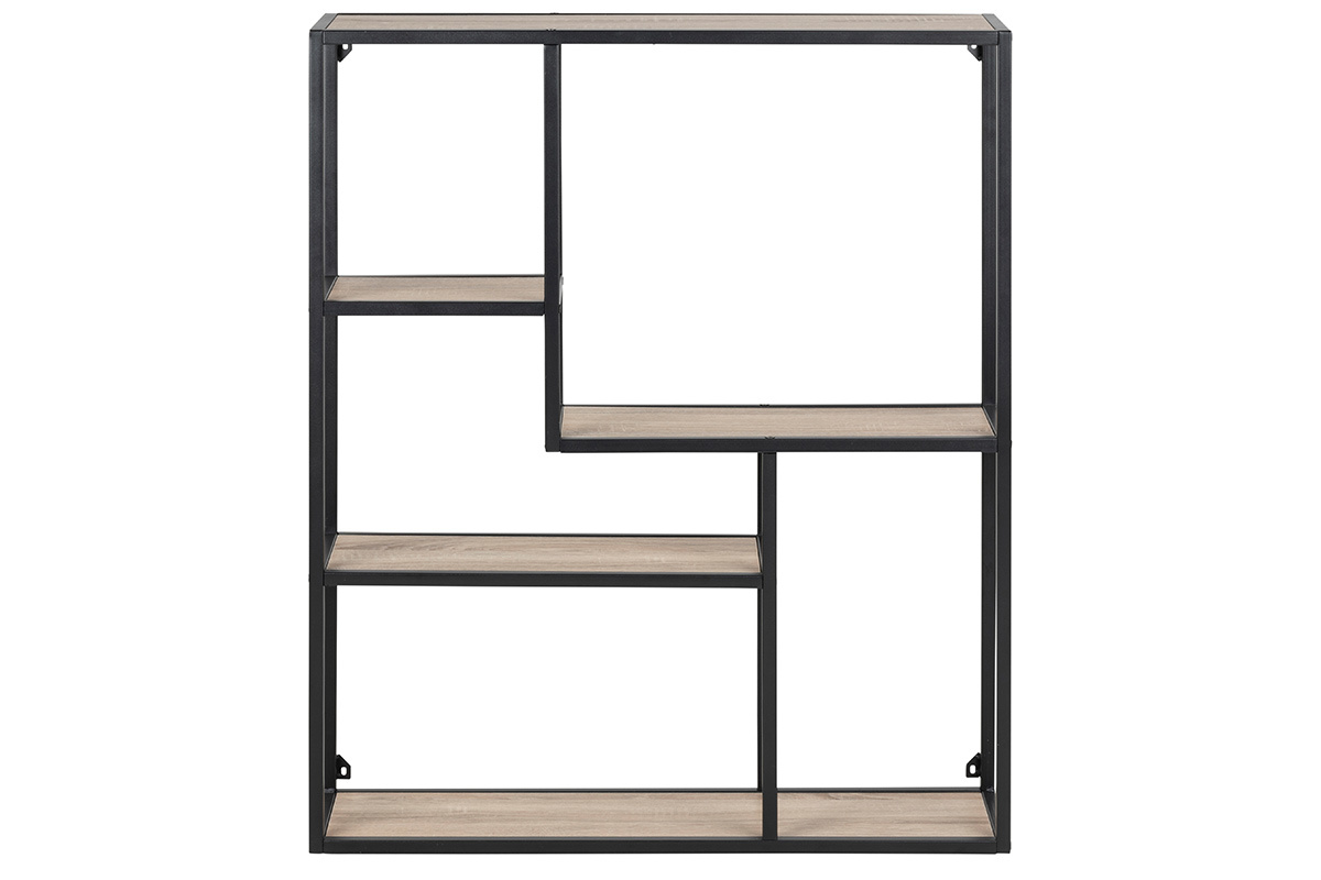 Estantera de pared industrial metal y madera TRESCA