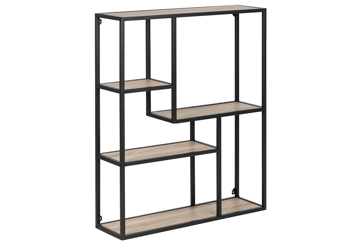 Estantera de pared industrial metal y madera TRESCA