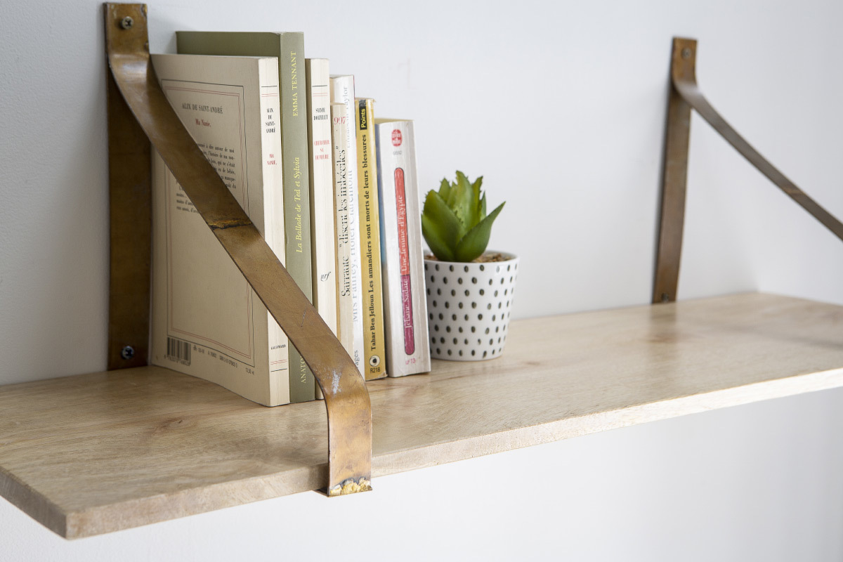 Estantera de pared metal envejecido y madera 80cm MODO