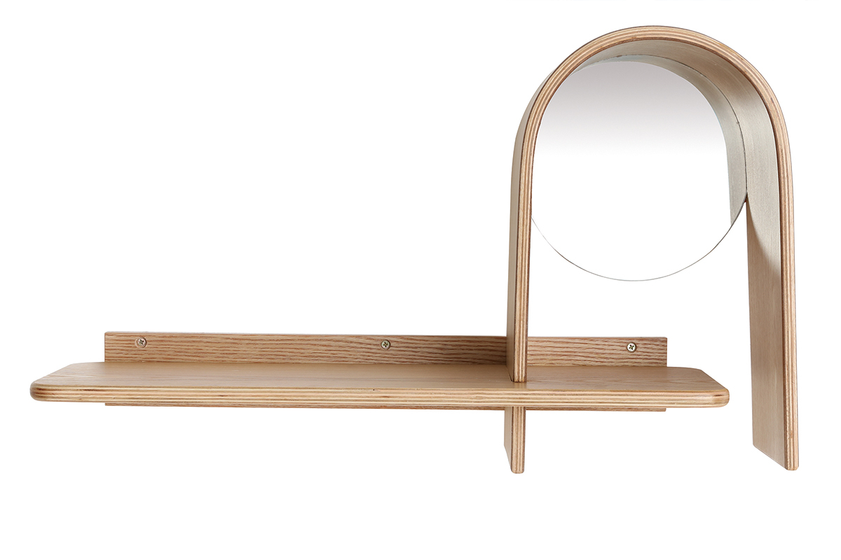 Estantera de pared moderna fresno con espejo SILMA