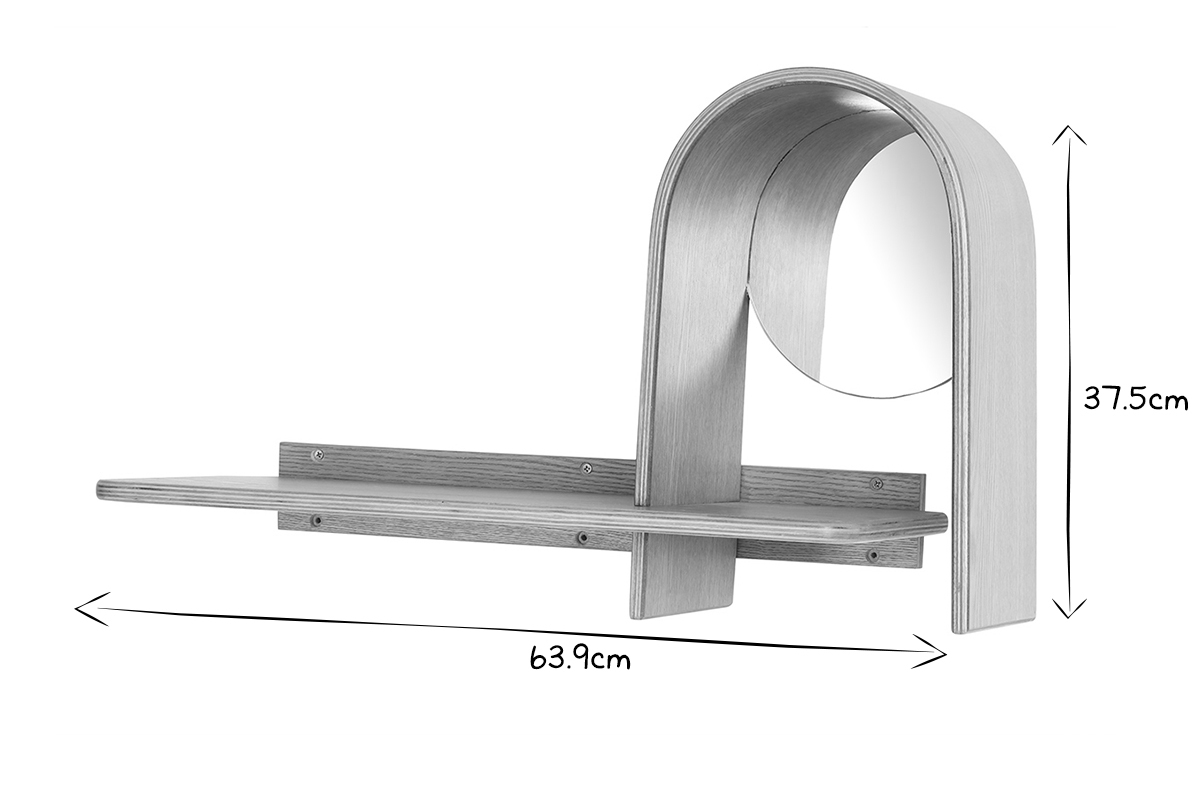 Estantera de pared moderna fresno con espejo SILMA