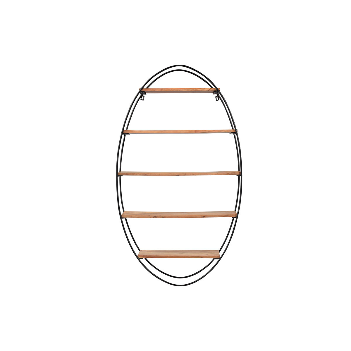 Estantería de pared oval en acacia y metal A130 cm HANG