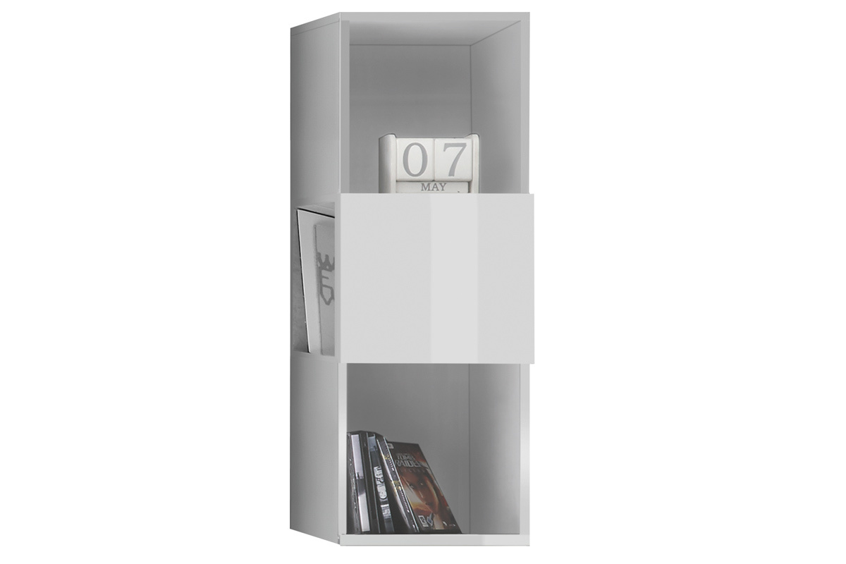 Estantera de pared vertical 3 espacios de almacenaje lacado blanco brillante ETERNEL