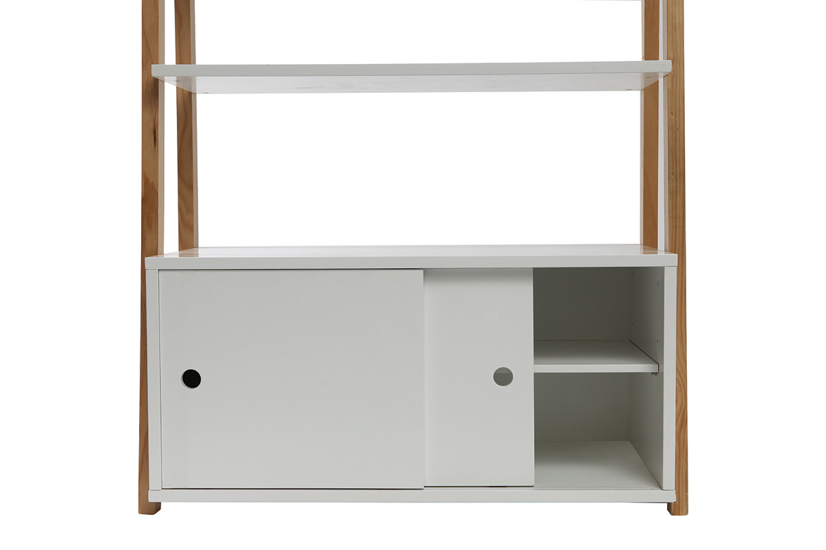 Estantera diseo lacado blanco mate y madera STOKA