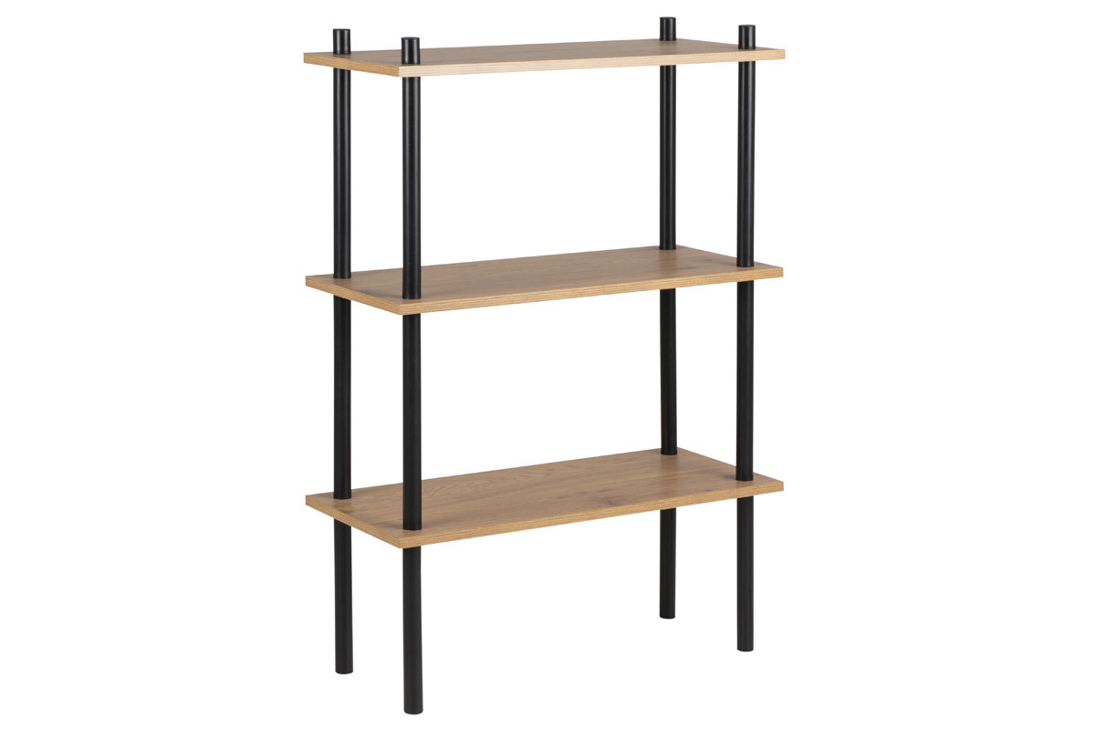 Estantera en metal negro y madera clara STAIR