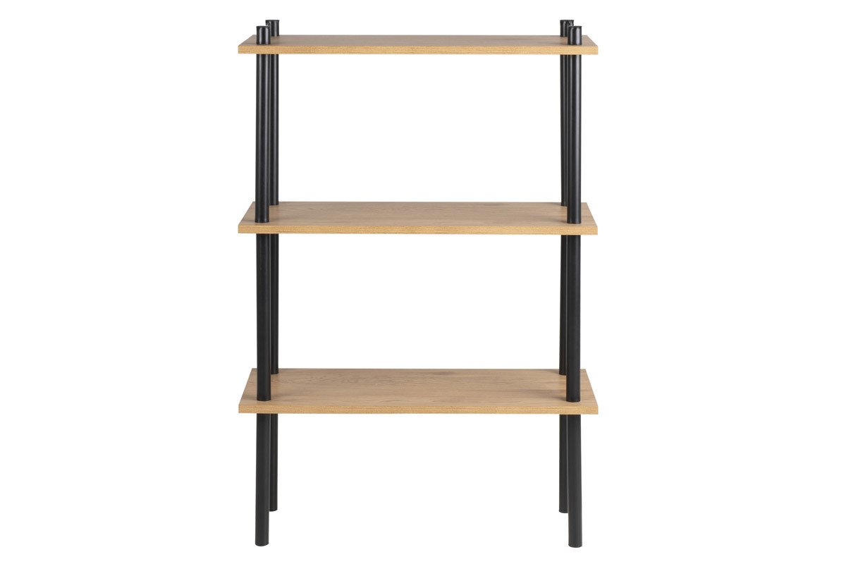 Estantera en metal negro y madera clara STAIR