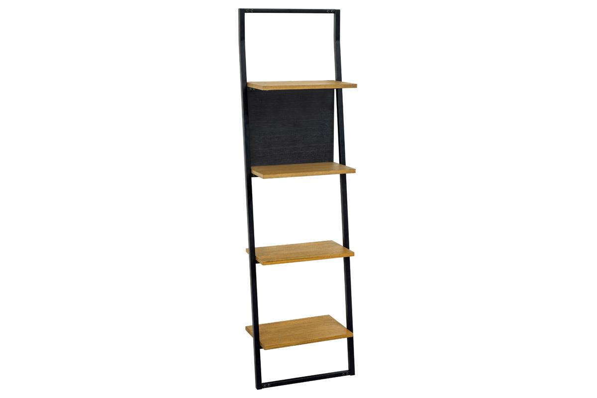 Estantera escalera industrial madera y metal negro SERAH