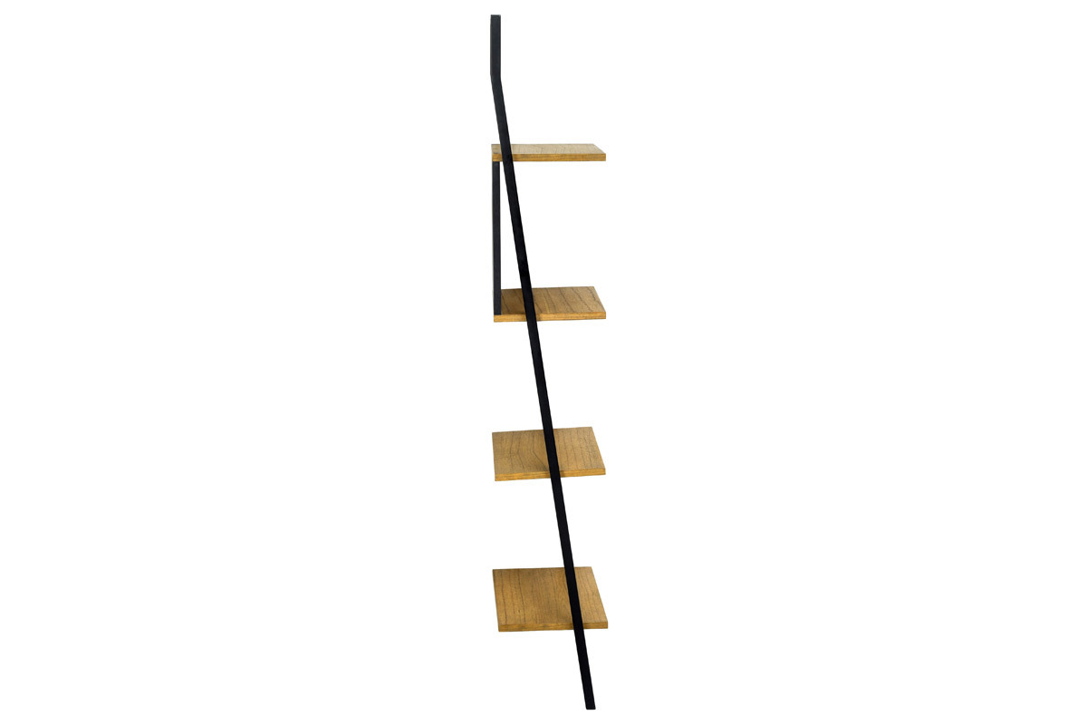 Estantera escalera industrial madera y metal negro SERAH