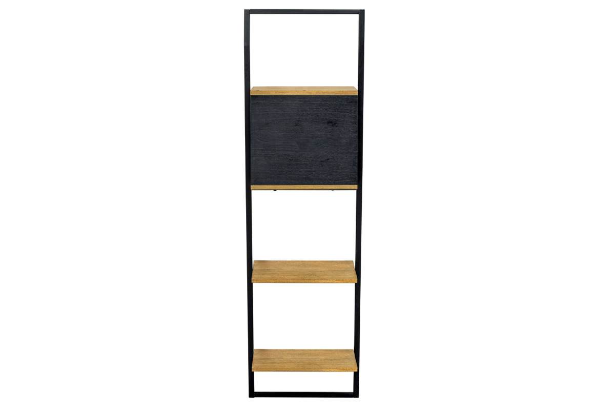 Estantera escalera industrial madera y metal negro SERAH