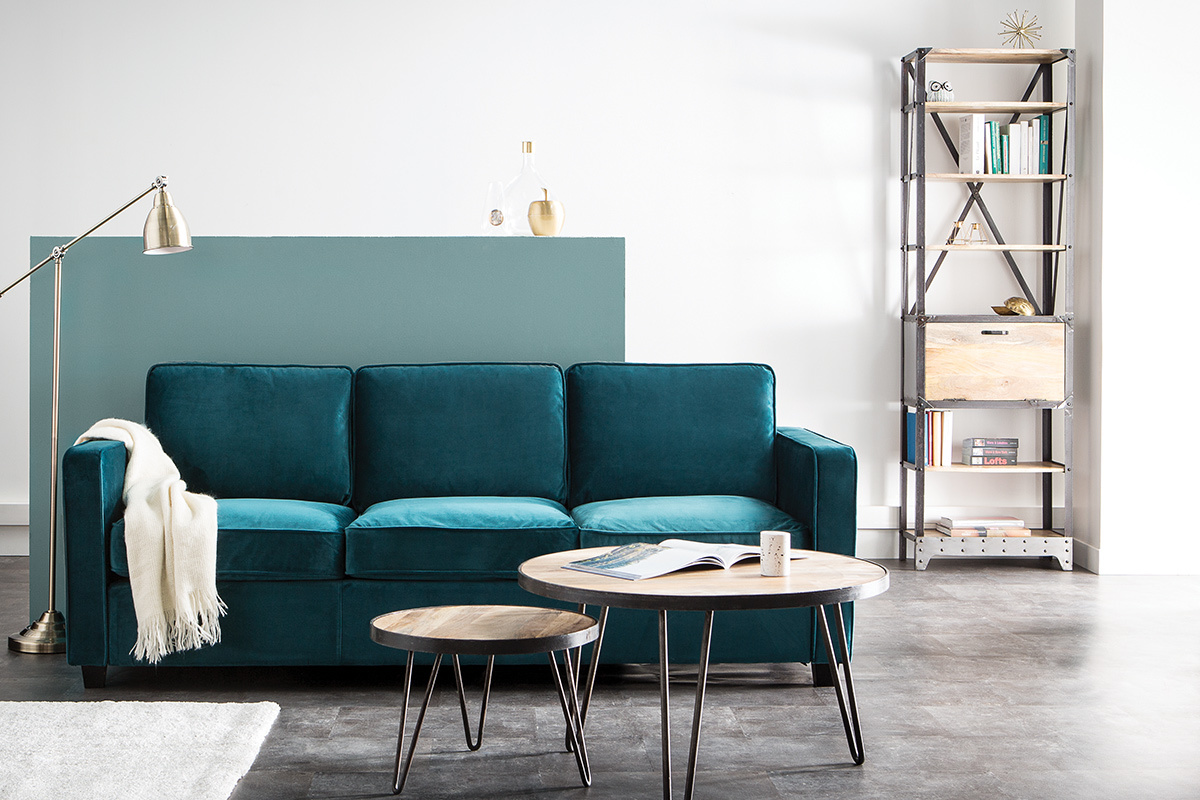 Estantera estilo industrial de metal y madera maciza ATELIER