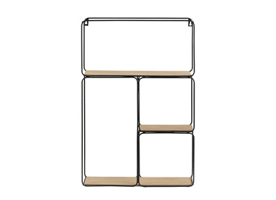 Estanter&iacute;a moderna metal negra y madera BRICK