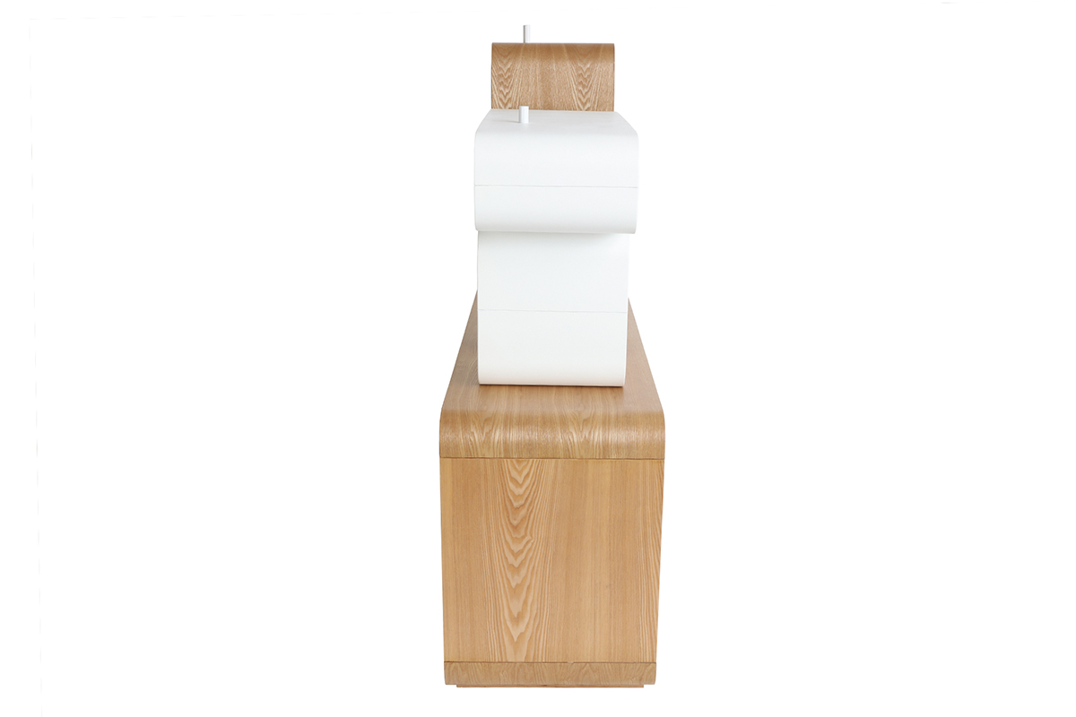 Estantera modulable madera clara y blanco BRICK
