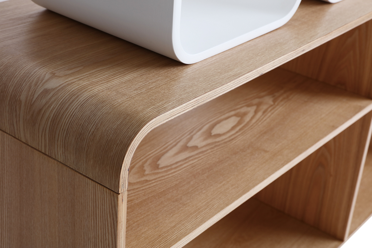 Estantera modulable madera clara y blanco BRICK
