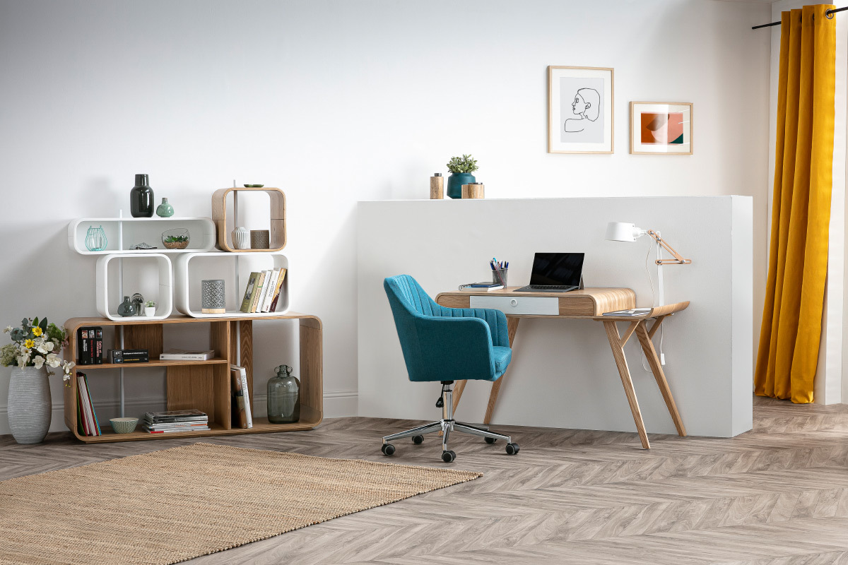 Estantera modulable madera clara y blanco BRICK