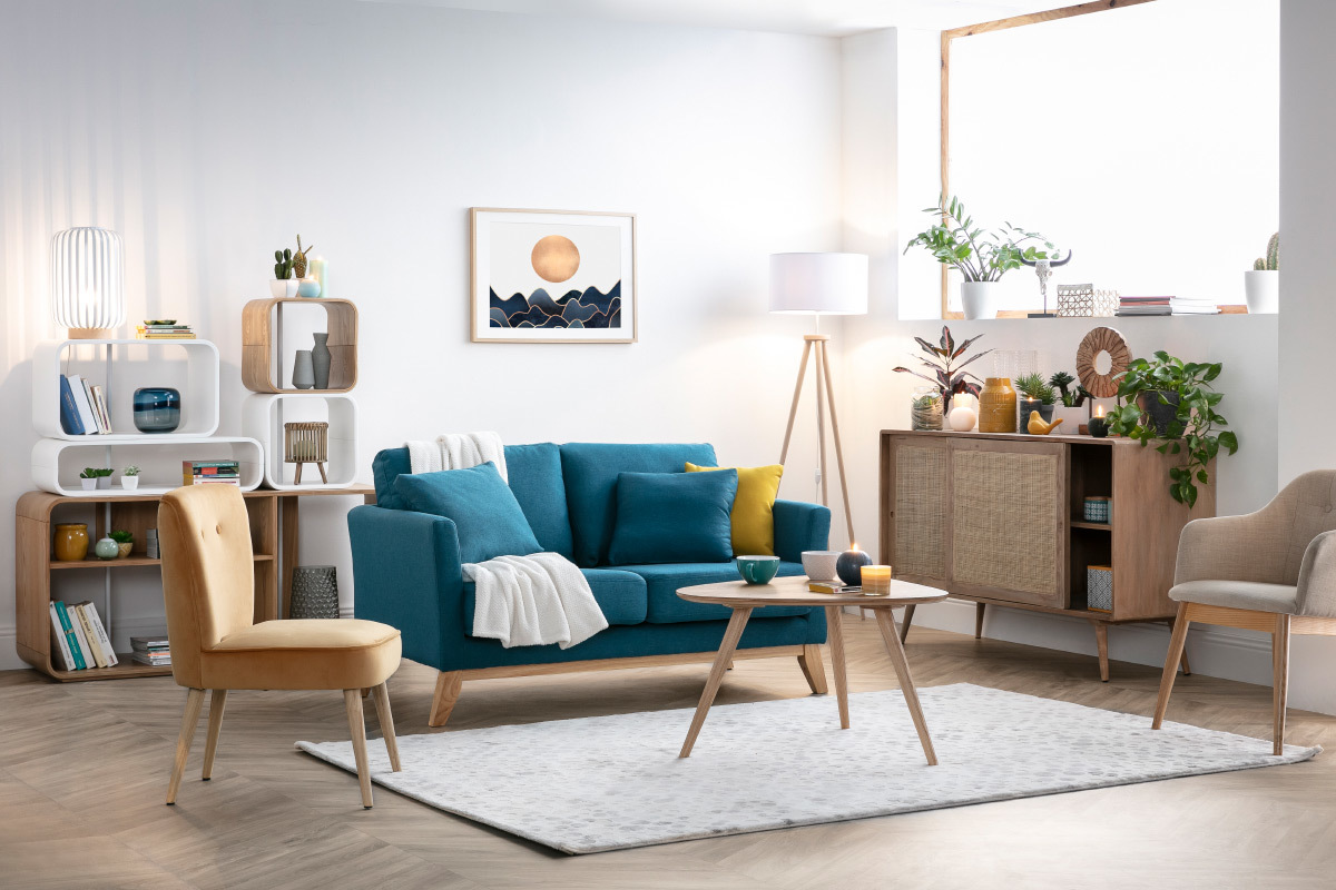 Estantera modulable madera clara y blanco BRICK