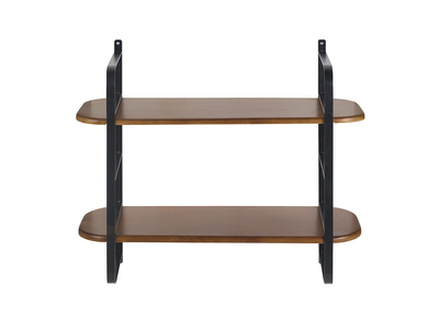 Estanter&iacute;a mural de madera de mango maciza te&ntilde;ida y metal negro L70 cm AKINA