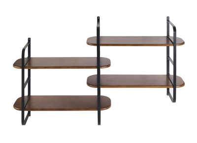 Estanter&iacute;a mural de madera maciza de mango te&ntilde;ida y metal negro L122 cm AKINA