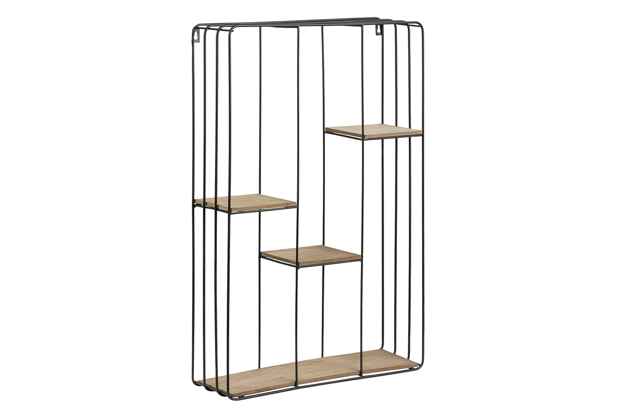 Estanter�a mural dise�o metal negro y madera SLICE