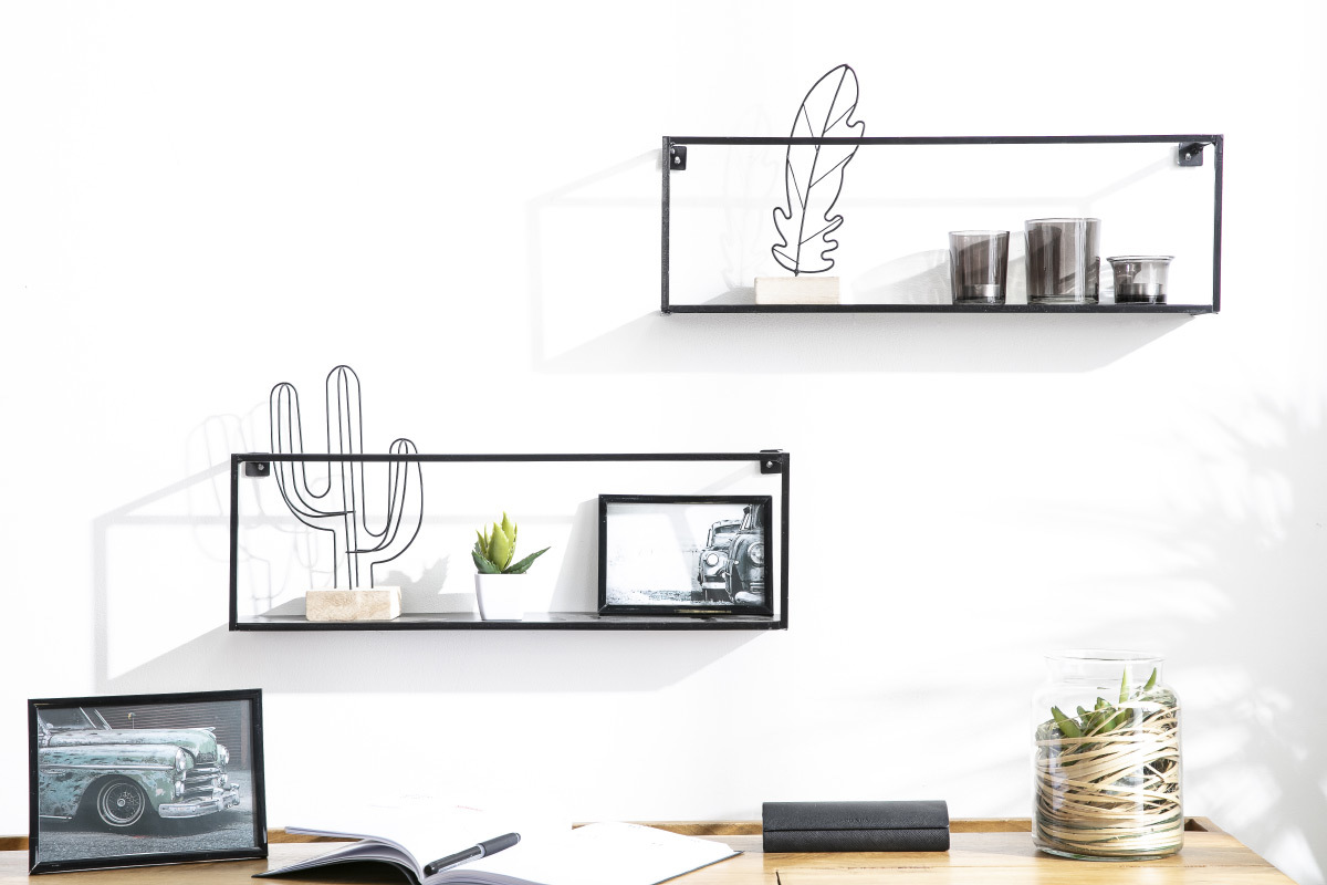 Estantera mural metal negro 50cm HOOD