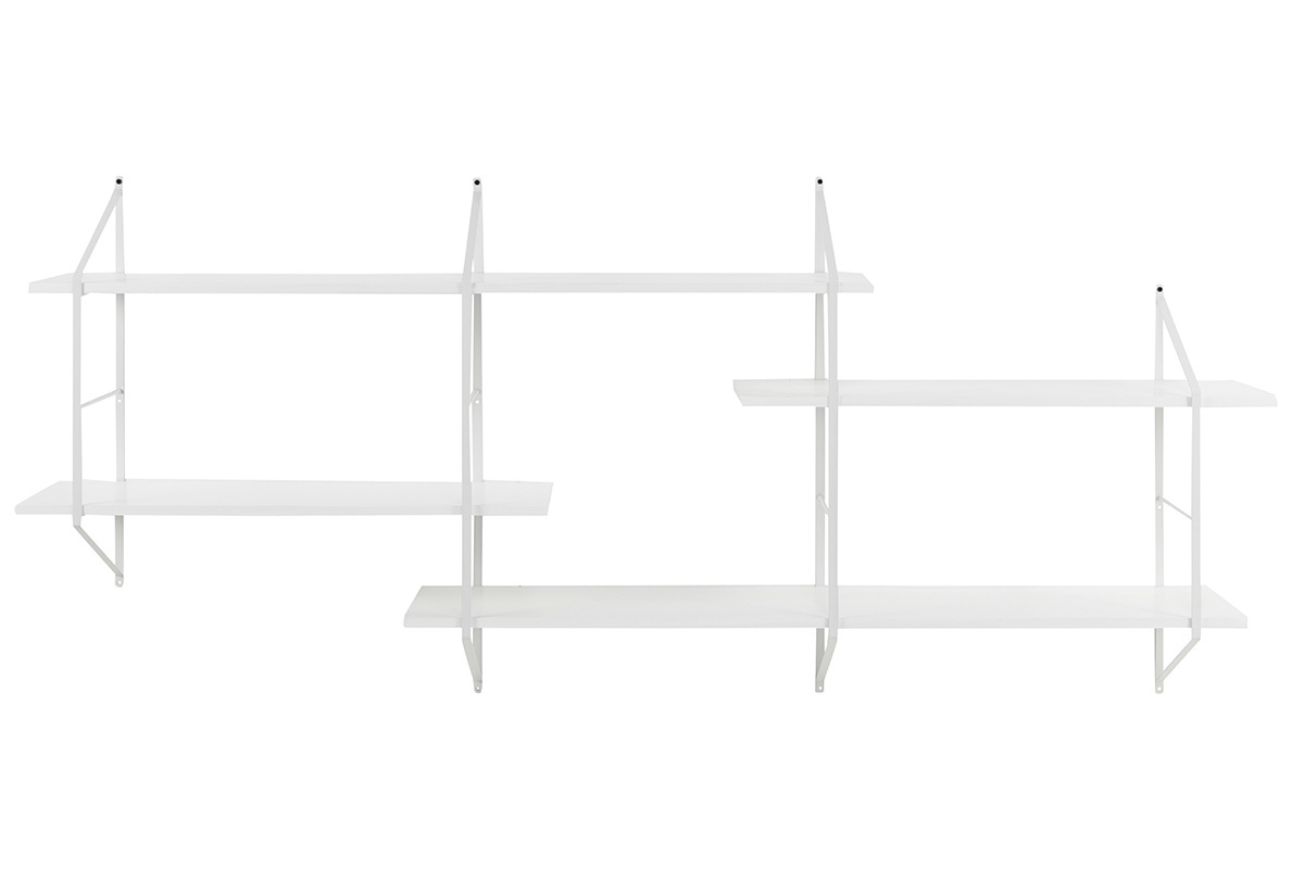 Estantera mural XL madera blanca y metal BRIDGE