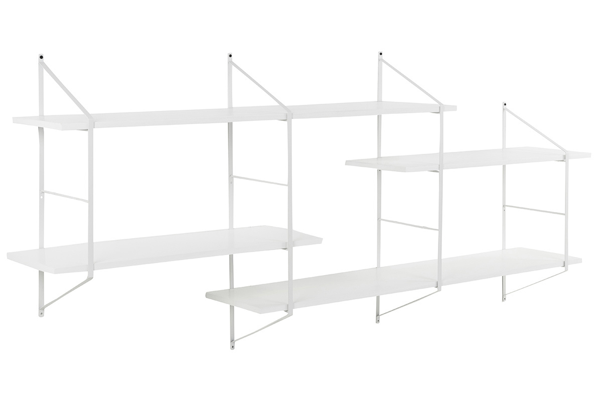 Estantera mural XL madera blanca y metal BRIDGE