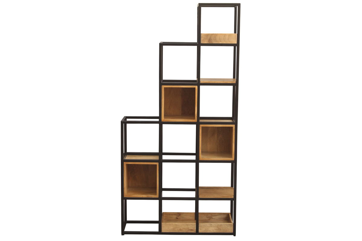 Estantera separador de espacios en mango y metal negro A180 cm FINLEY