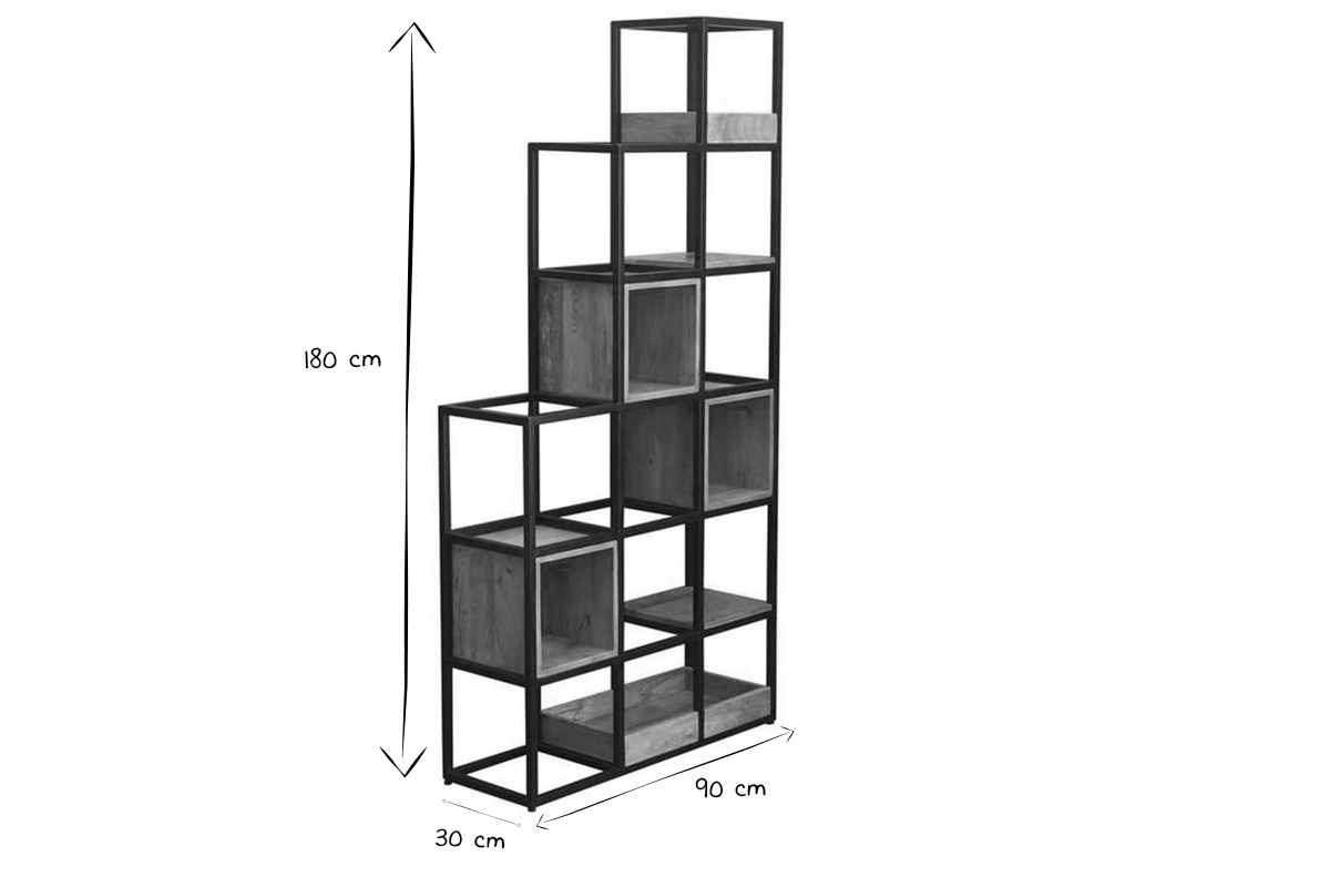 Estantera separador de espacios en mango y metal negro A180 cm FINLEY