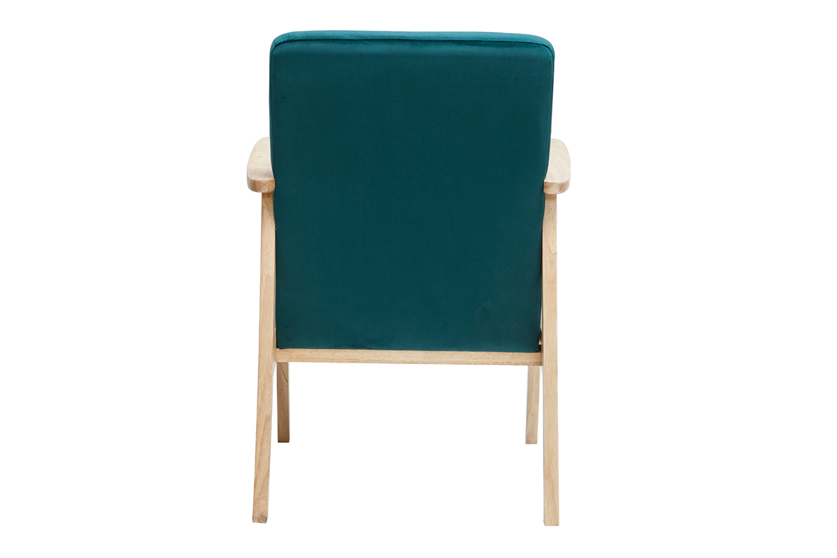 Fauteuil nrdico en terciopelo azul petrleo y madera clara ABYSS