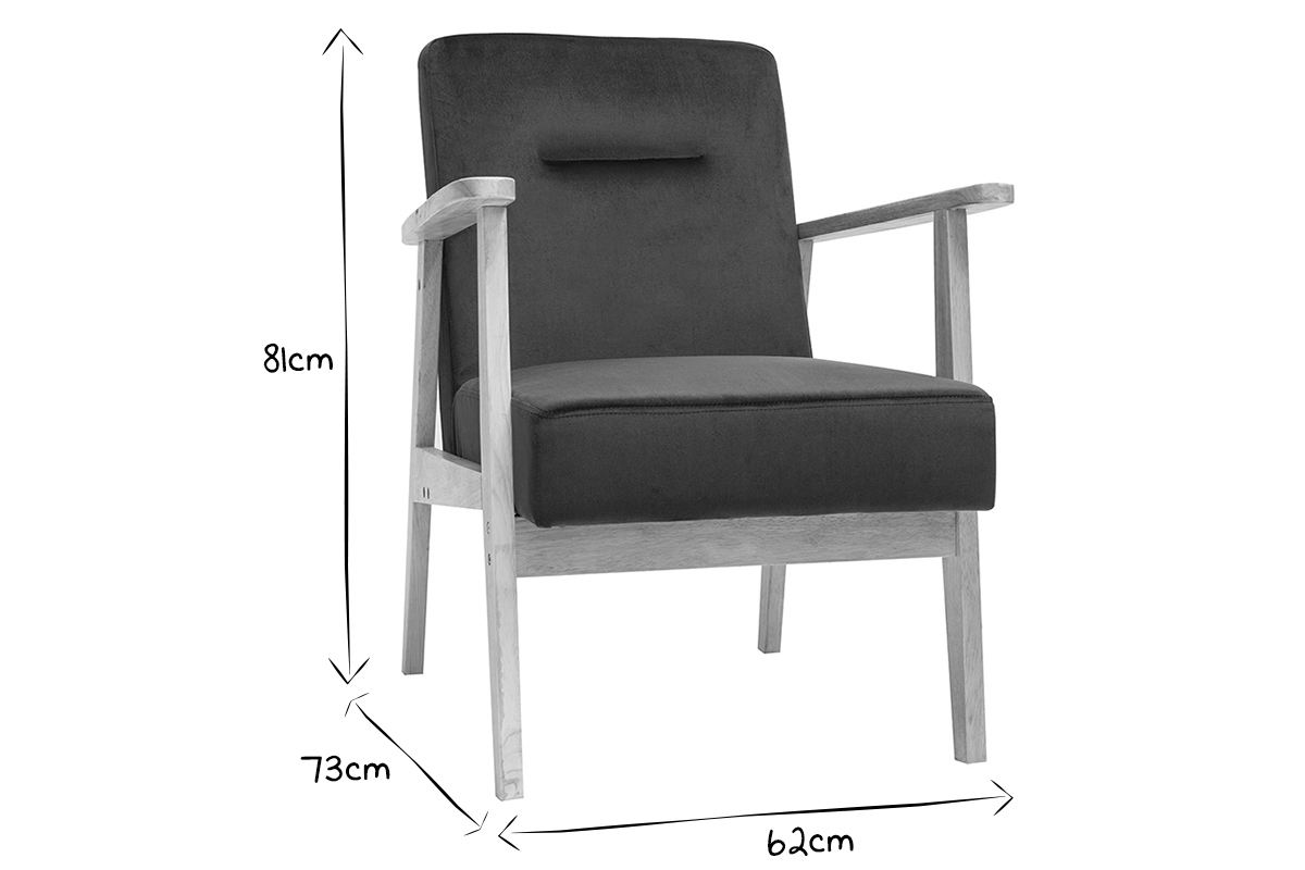 Fauteuil nrdico en terciopelo azul petrleo y madera clara ABYSS