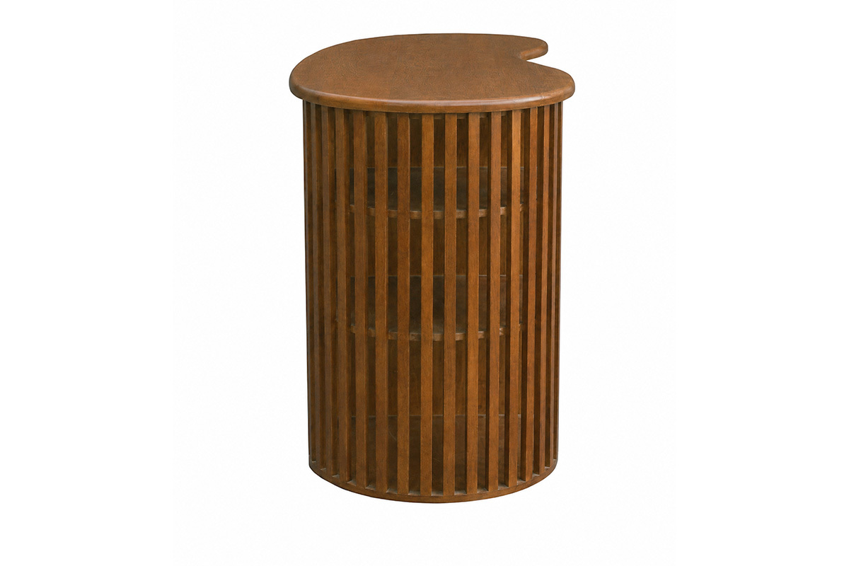 Ilot - mesa de bar con almacenaje de madera oscura de mango macizo H90 cm LOBIO