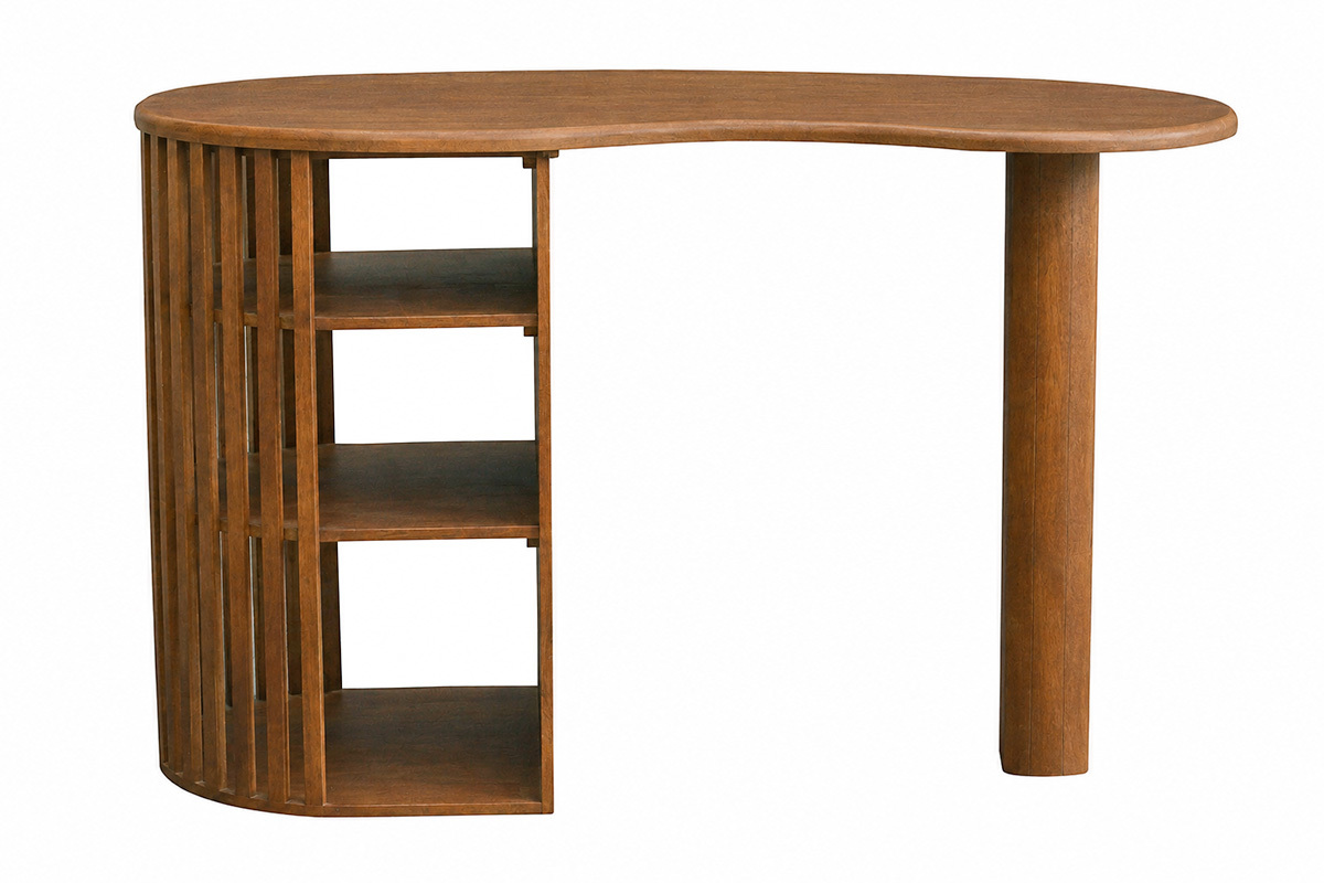 Ilot - mesa de bar con almacenaje de madera oscura de mango macizo H90 cm LOBIO