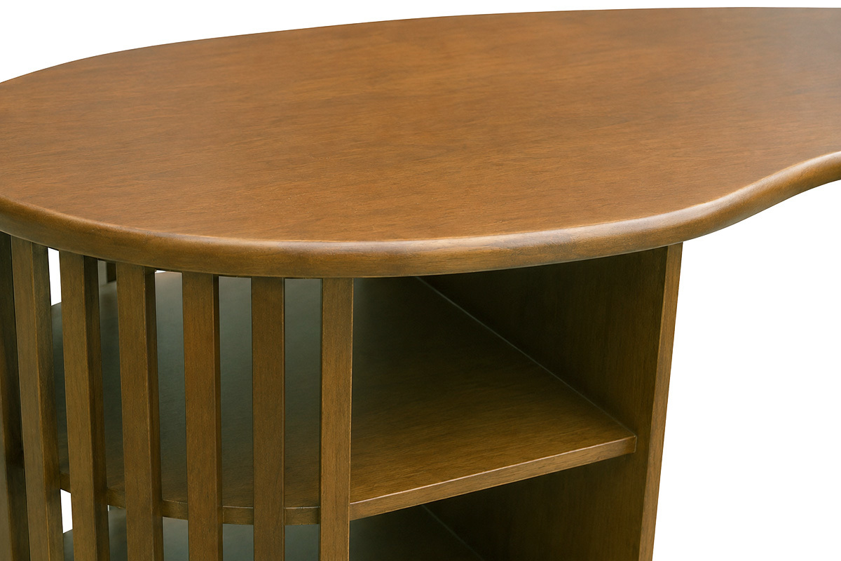 Ilot - mesa de bar con almacenaje de madera oscura de mango macizo H90 cm LOBIO