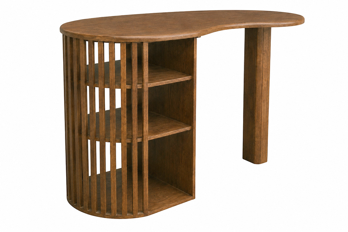 Ilot - mesa de bar con almacenaje de madera oscura de mango macizo H90 cm LOBIO