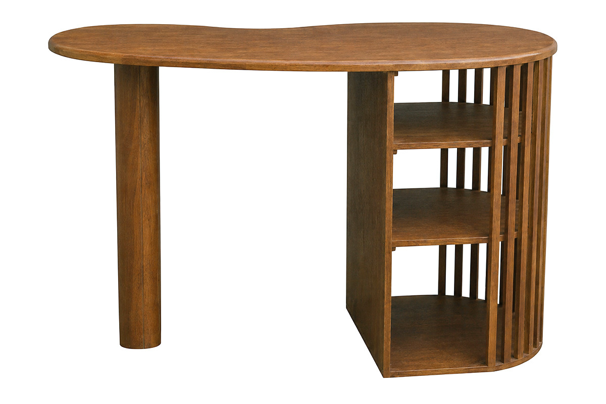 Ilot - mesa de bar con almacenaje de madera oscura de mango macizo H90 cm LOBIO