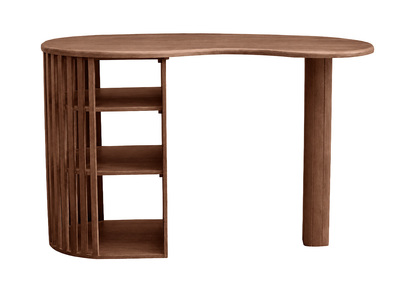 Ilot - mesa de bar con almacenaje de madera oscura de mango macizo H90 cm LOBIO