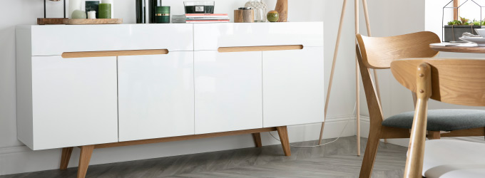 Mueble TV de diseño blanco lacado 140 cm LATTE - Miliboo