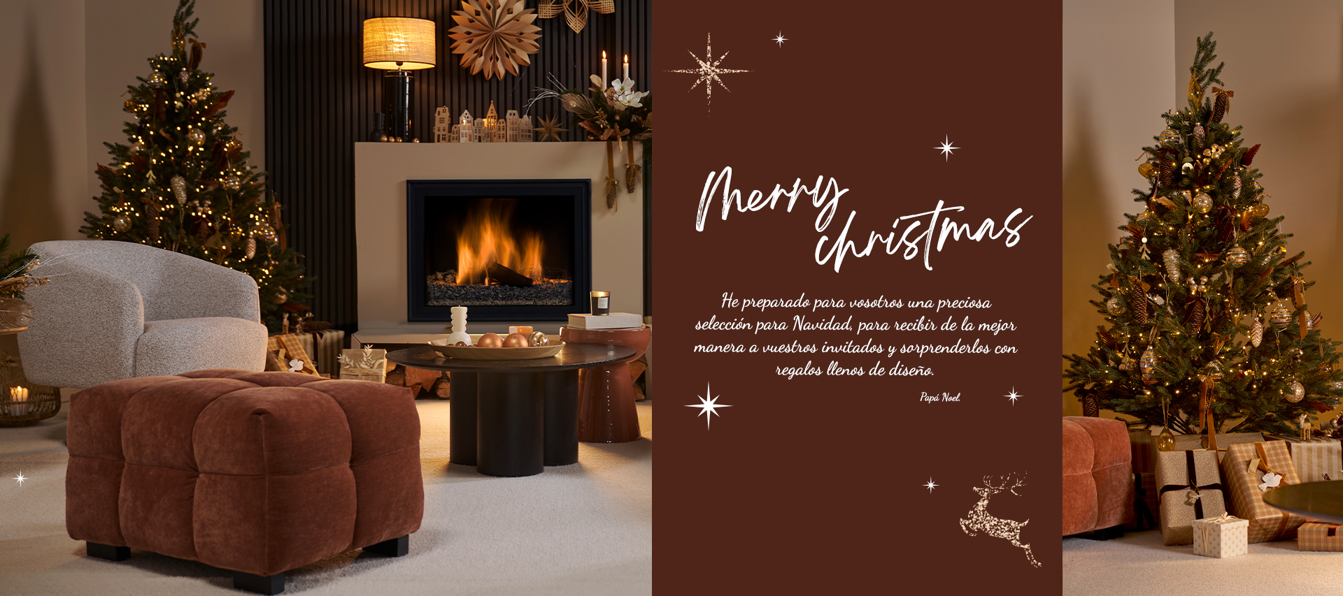 Un ambiente navideo acogedor con un mensaje de Pap Noel.