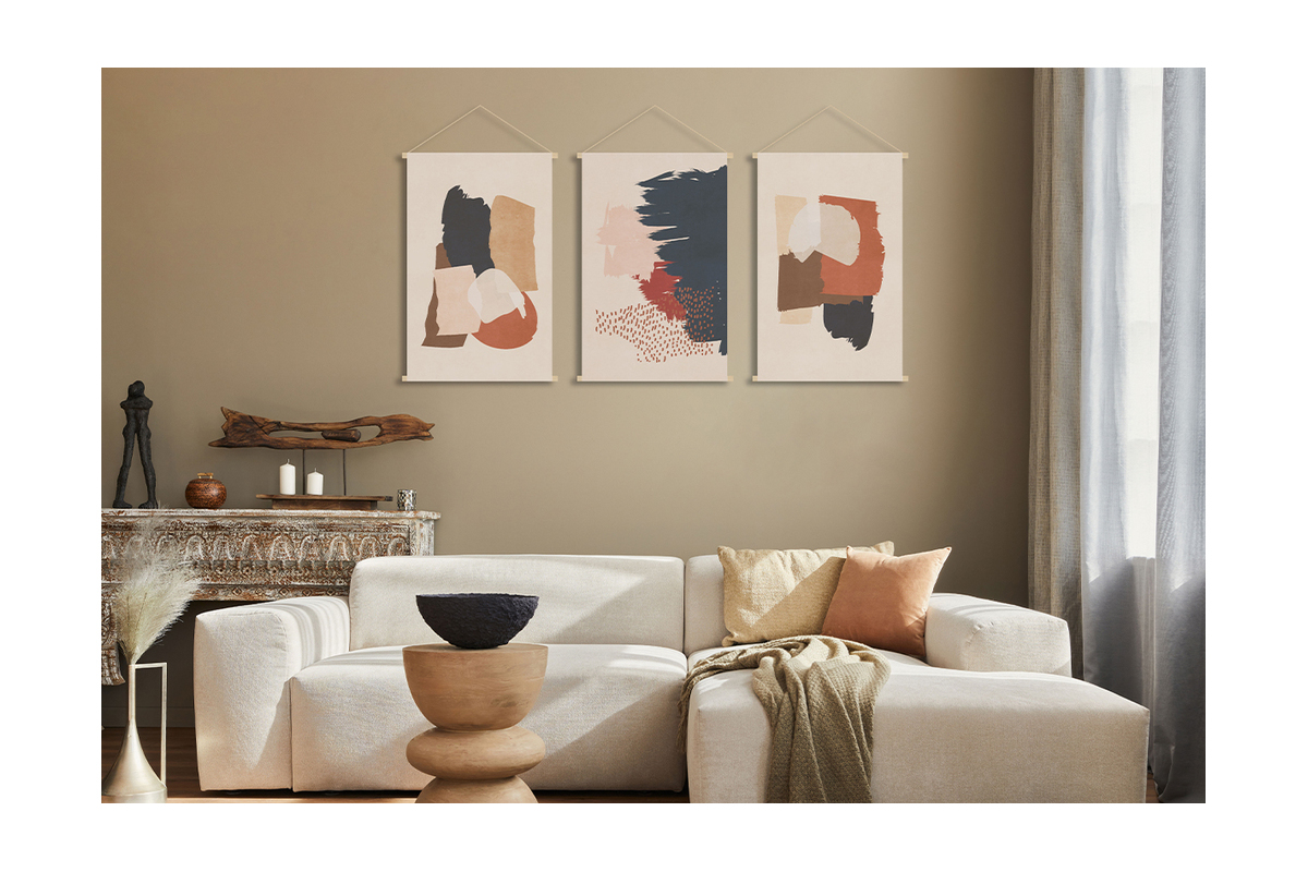 Kakemono con estampado abstracto sobre fondo beige 40 x 60 cm SIWA