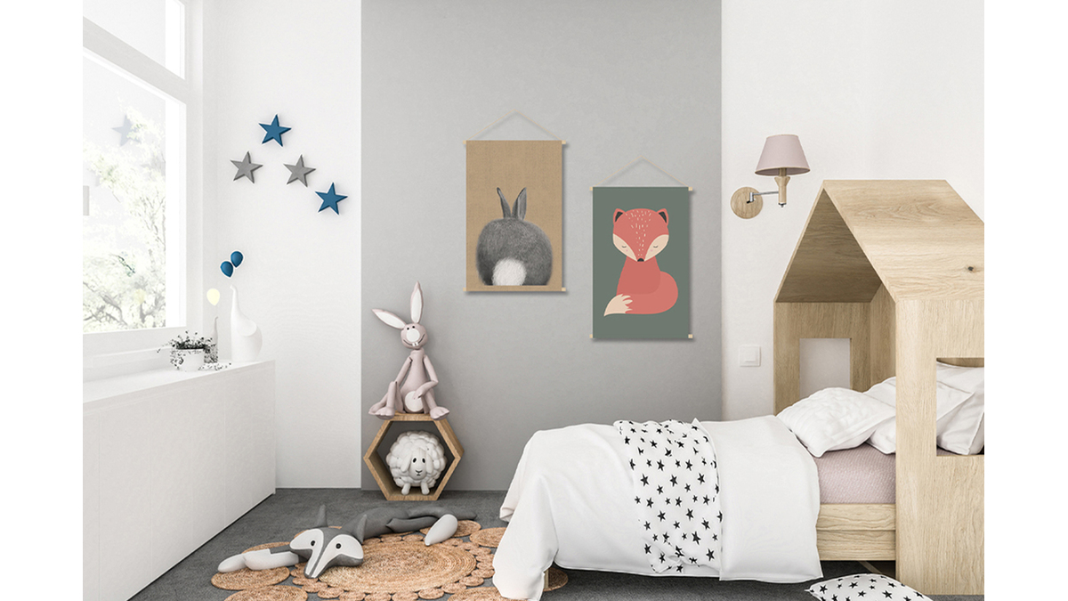 Kakemono con ilustracin infantil de conejo 40 x 60 cm - HOUPETTE