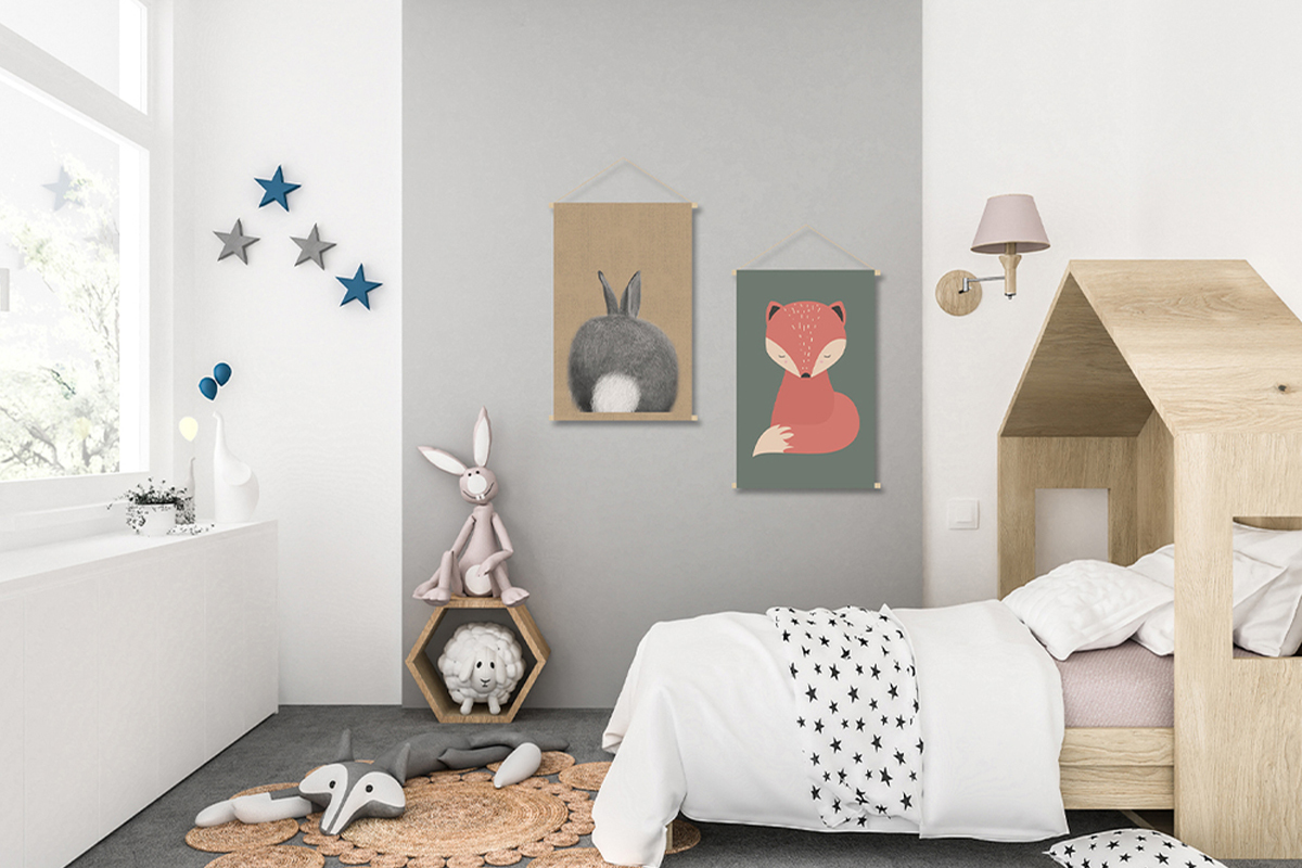 Kakemono con ilustracin infantil de conejo 40 x 60 cm - HOUPETTE