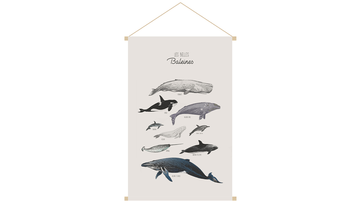 Kakemono infantil con ilustracin de ballenas 40 x 60 cm OCEAN