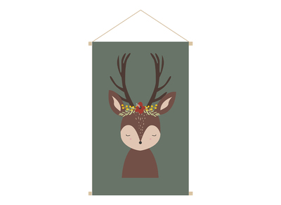 Kakemono infantil con ilustración de ciervo 40 x 60 cm LOVELY