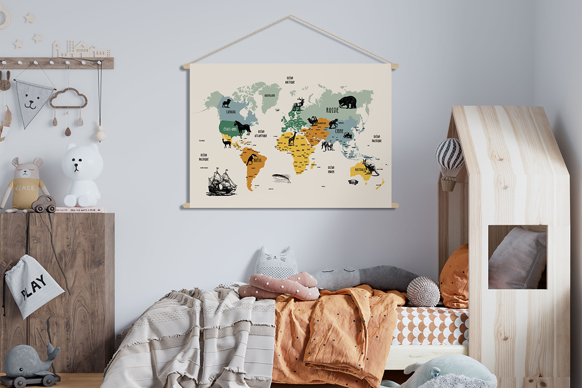 Kakemono infantil mapamundi 90 x 60 cm MAPY
