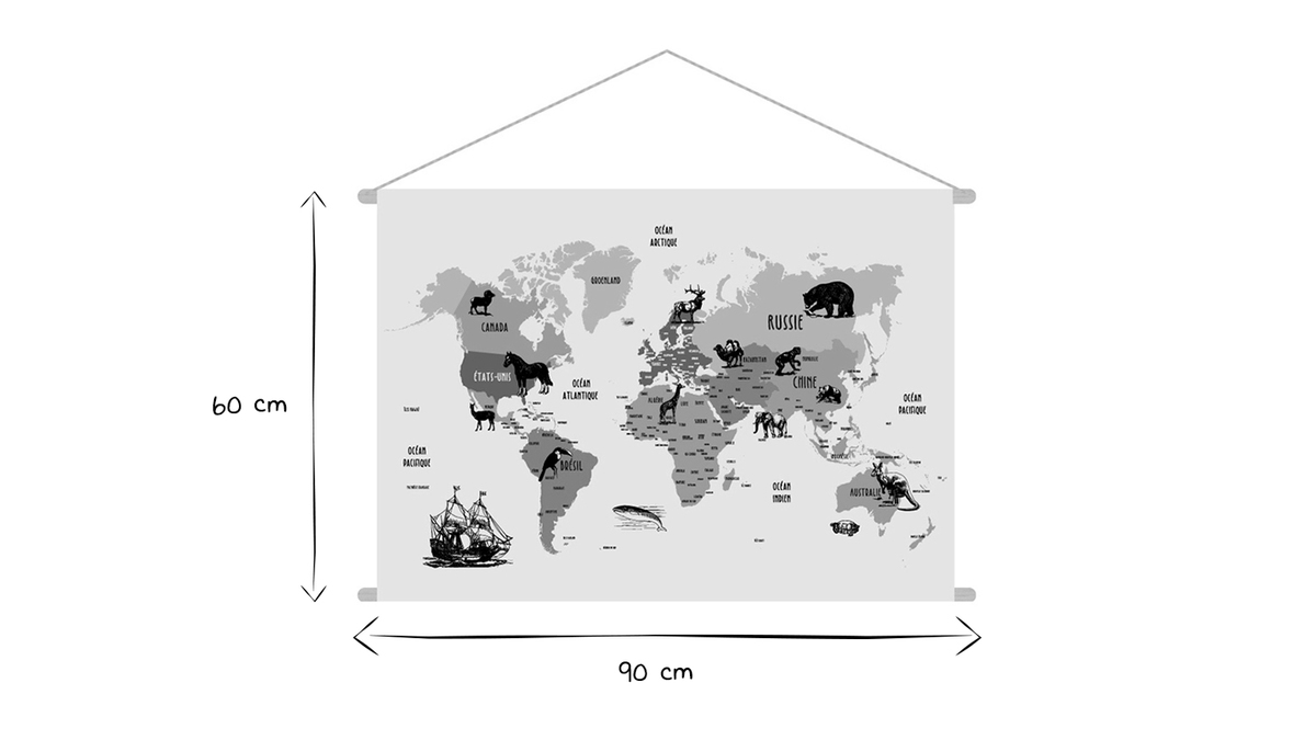 Kakemono infantil mapamundi 90 x 60 cm MAPY
