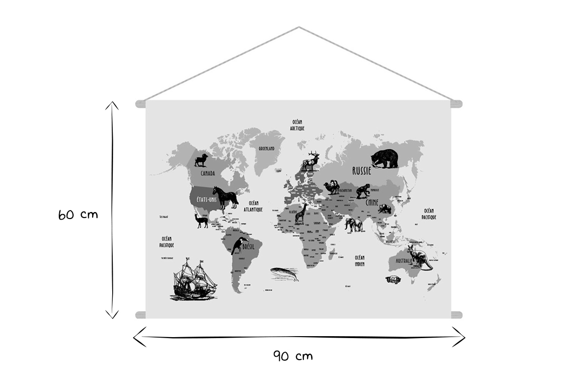 Kakemono infantil mapamundi 90 x 60 cm MAPY